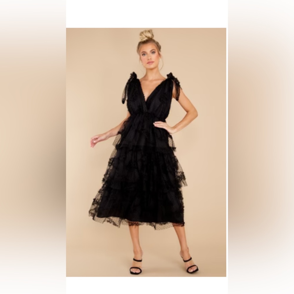 Stolen Glances Black Midi Dress